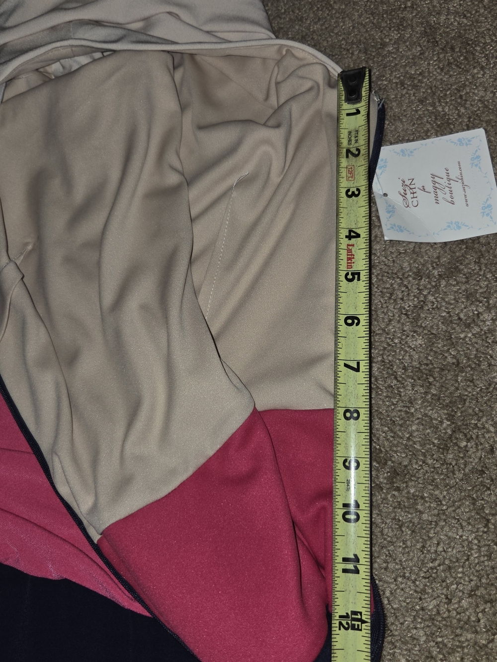 Suzi Chin for Maggy Boutique Cream, Pink and Black Draped Mini Dress - Picture 10 of 11